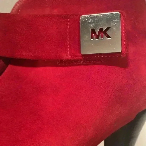 Michael kors cherry red and silver open toe suede leather  ankle boot 8.5 - Picture 5 of 5